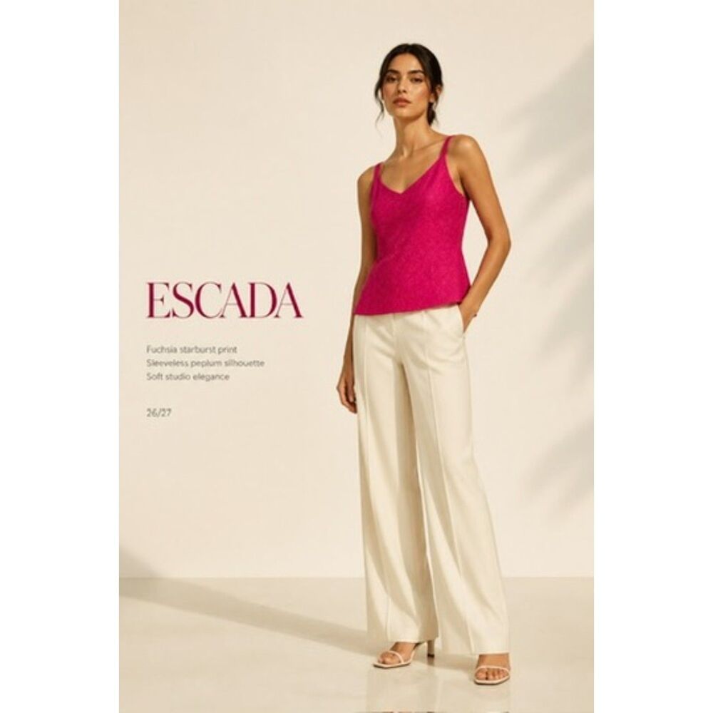 Vintage Escada Margaretha Ley Silk Tank Top EU 36 Pink Starburst Print